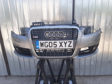 ZDERZAK PRZOD GRILL AUDI A4 B7 S-LINE SPRYSKI XENON KOMPLETNY LY7G