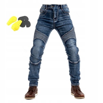 2023 NOWA MĘSKIE SPODNIE JEANSY MOTOCYKLOWE KEVLAR BLUE S-3XL