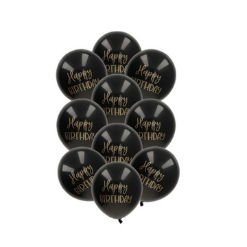 Czarne balony na urodziny Happy Birthday - 10 szt