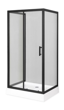 PRZYŚCIENNA Kabina CZARNA BLACK 90x80 BRODZIK 14cm