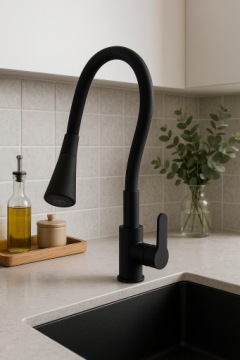 ГИБКИЙ СМЕСИТЕЛЬ ДЛЯ КУХОННОЙ МОЙКИ ГИБКИЙ ИЗЛИВ 360° КРАН ЧЕРНЫЙ