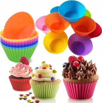 SILIKONOWE FOREMKI PAPILOTKI DO MUFFINEK BABECZEK FORMA MUFFINY 12 szt #68