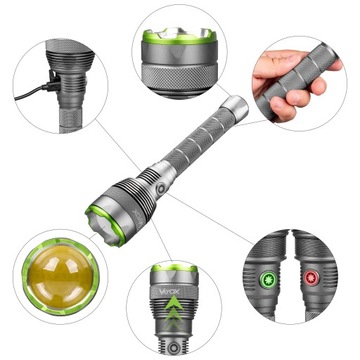 СВЕТОДИОДНЫЙ ТАКТИЧЕСКИЙ ФОНАРЬ ЗУМ АККУМУЛЯТОРНАЯ ЛАМПА USB-C IPX7 10000лм PRO VAYOX