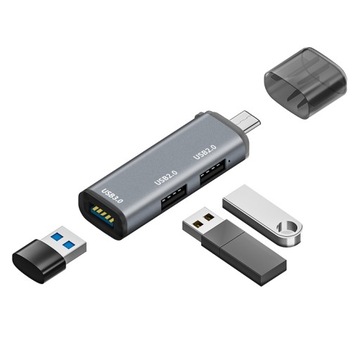 ADS-302C Концентратор 3 в 1 Type-C/USB-C, серебристо-серый