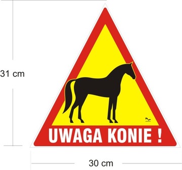 UWAGA KONIE na koniowóz, przyczepę. Naklejka ostrzegawcza ODBLASK