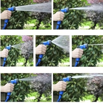 ГИБКИЙ САДОВЫЙ ШЛАНГ 25-75М + СОЕДИНИТЕЛИ + ПИСТОЛЕТ 7 РЕЖИМОВ