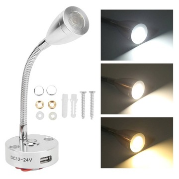 LAMPKA LED DO CZYTANIA DO PRZYCZEP KEMPINGOWYCH DOTYKOWY 12-24V REGULOWANY