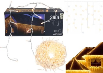 KURTYNA ŚWIĄTECZNA GIRLANDA SOPLE 360 LED