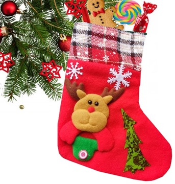 ДЕКОРАТИВНЫЙ РОЖДЕСТВЕНСКИЙ НОСОК ДЛЯ ПОДАРКОВ САНТА-РОЖДЕСТВЕНСКИЙ КАМИН