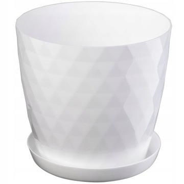 DONICZKA PLASTIKOWA Z PODSTAWKĄ DONICA OSŁONKA NA KWIATY 18cm BIAŁA KADAX