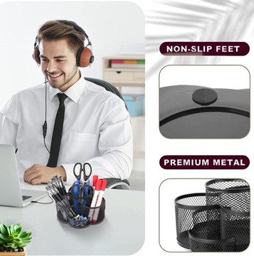 Поворотный держатель для ручек и аксессуаров, металлический настольный органайзер