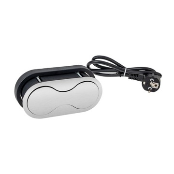 Gniazdo meblowe wpuszczane chowane w blat przedłużacz z USB INOX
