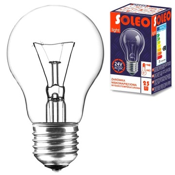 Żarówka WYSOKOTEMPERATUROWA niskonapięciowa SOLEO 40W A55 E27 24V 580lm