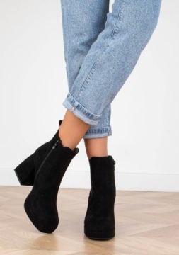 7621 ЧЕРНЫЕ ЗАМШЕВЫЕ БОТИНКИ НА ПЛАТФОРМЕ 38