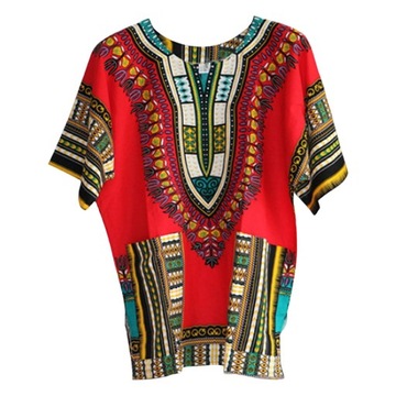 Afrykańska koszula Dashiki w tradycyjnym stylu, kolorowa, plemienna,