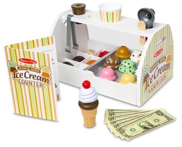 MELISSA & DOUG МАГАЗИН МОРОЖЕНОГО ПОДСТАВКА ДЛЯ МОРОЖЕНОГО ДЕТСКАЯ ДЕРЕВЯННАЯ ИГРУШКА