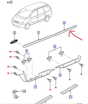LISTWA PROGU PRAWY TYŁ FORD GALAXY Mk1 1994-2000