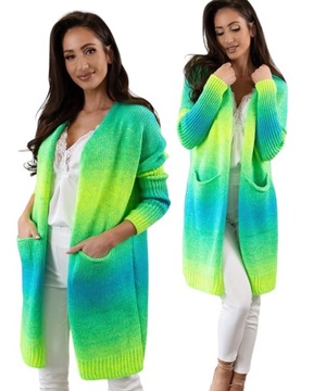 F700 NOWA KOLEKCJA KARDIGAN NARZUTKA WIELOKOLOROWA 3 r. 46 (3XL)