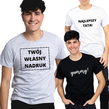 KOSZULKA NAPIS PERSONALIZOWANA WŁANY NADRUK TSHIRT MĘSKI BAWEŁNA 3XL