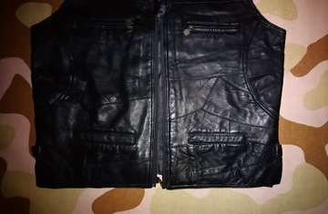 KAMIZELKA SKÓRZANA MĘSKA SKÓRA OWCZA BEZRĘKAWNIK ELAZAR LEATHER _XXL_ ŁATKI