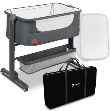 LIONELO Łóżeczko turystyczne TIMON dostawne Grafit