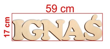Drewniany Napis Dowolne Imię 4-5 liter IGNAŚ NIKOŚ FILIP STAŚ Tymon Adam