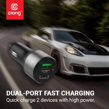 Crong 63W USB-C PD 45W + автомобильное зарядное устройство QC
