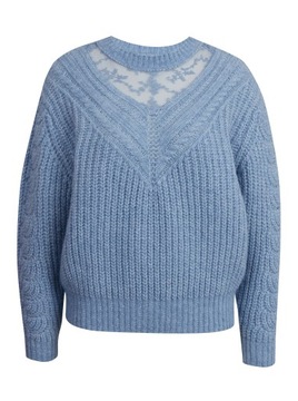 Jasnoniebieski sweter damski ORSAY z koronką