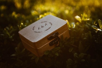 Коробка для обручальных колец - золото/серебро - гравировка