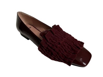 JIL SANDER baleriny lakierowane bordowe r. 37