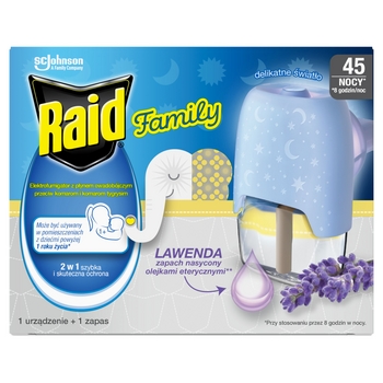Raid Family elektrofumigator z płynem owadobójczym - Lawenda 27ml
