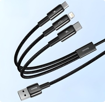 КАБЕЛЬ BASEUS STRONG USB 3IN1 ДЛЯ LIGHTNING MICRO TYPE-C USB-C 3,5A 1,5M