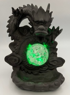 Ceramiczny kominek zapachowy Backflow, ceramika, Świecący smok, 17 cm