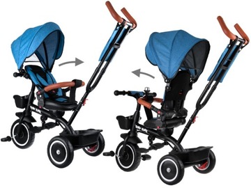 Детский трехколесный велосипед Tiny Bike 3в1 с навесом ROTATABLE 360 RR0650