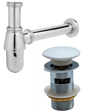 Syfon umywalki bidet chrom korek klik bez przelewu