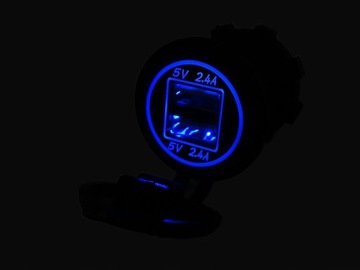 MOTOCYKLOWE GNIAZDO 2X USB PODŚWIETLANE 12V 24V