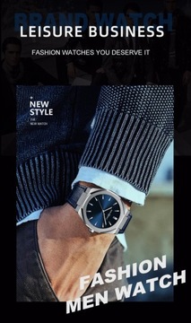 Casualowy modny wodoodporny zegarek z paskiem ze skóry bydlęcej C5