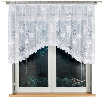 RENATA Firanka 250x110cm, kolor biały, firana z łukiem (gotowa)