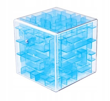 KOSTKA 3 D ZABAWKA LABIRYNT - transparent blue