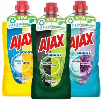 AJAX MIX BOOST ZESTAW MIX 3x płyn Soda Cytryna Ocet Lawenda Węgiel Limonka