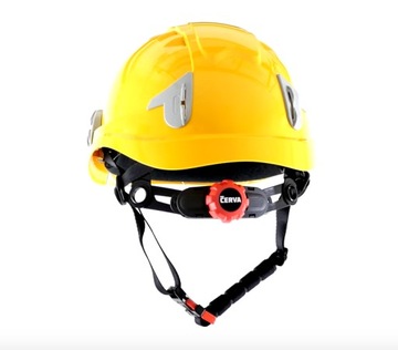 Строительная каска с очками ALPINWORKER качество CERVA желтая HV R. 53-66 см