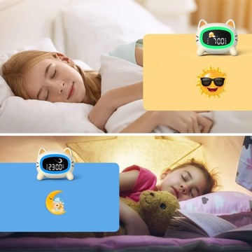 Будильник часы кошачья кошачья лампа светодиода RGB двойные сигналы тревоги для детей