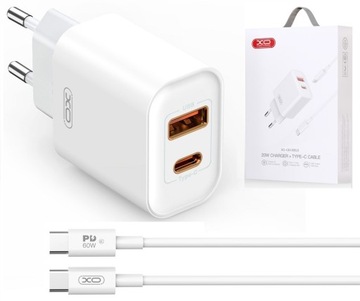 XO зарядное устройство CE12 PD QC 3.0 20 Вт БЕЛЫЙ + КАБЕЛЬ USB-C/USB-C