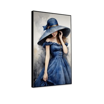 KNOR WALL ART Obraz w ramie na płótnie 70X120 cm - Kobieta w kapeluszu-