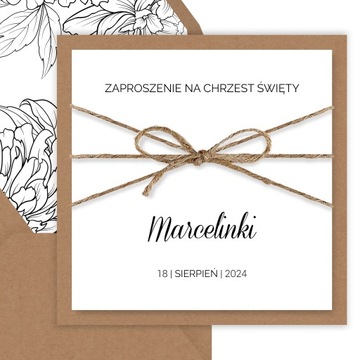 Zaproszenie na chrzest eko MINIMAL RUSTIC