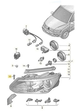 Винт крепления фары M6X40 N91095301 Оригинал VW Audi Skoda