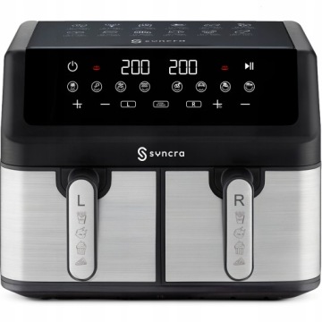 Beztuková Dvoukomorová Fritéza Air Fryer 10 L, Dvojitá Fritéza LCD