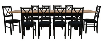 Zestaw do salonu duży stół 90x200/280 i 10 krzeseł