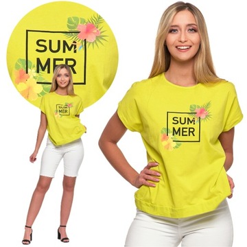 Koszulka Damska T-Shirt Bawełniana z Nadrukiem Wakacyjnym MORAJ M