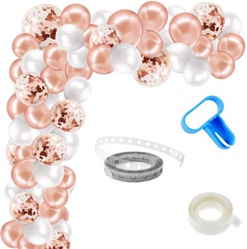 GIRLANDA BALONOWA ROSE GOLD z akcesoriami XL 93szt